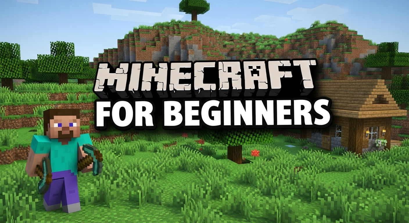 DIY Minecraft Thumbnail Design - Professional Minecraft tutorial thumbnail showing beginner gameplay with character in overworld setting, demonstrating effective DIY thumbnail creation techniques